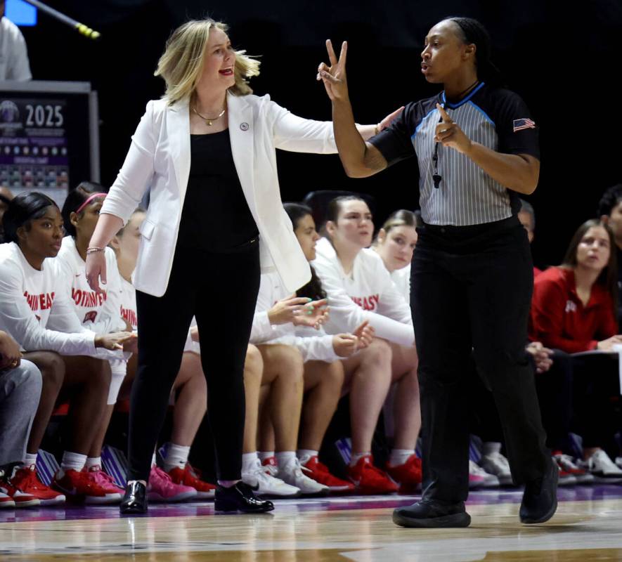 UNLV head coach Lindy La Rocque argues a call as the Lady Rebels take on the Boise State Bronco ...