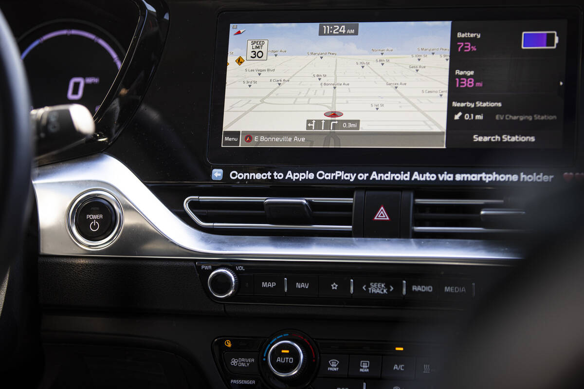 The display inside of a Vay vehicle, navigated by remote driver Yulieanna Duran, is seen on Mon ...