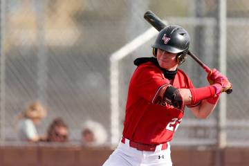 Las Vegas’ Bryden Bull bats against Palo Verde during a high school baseball game on Thu ...