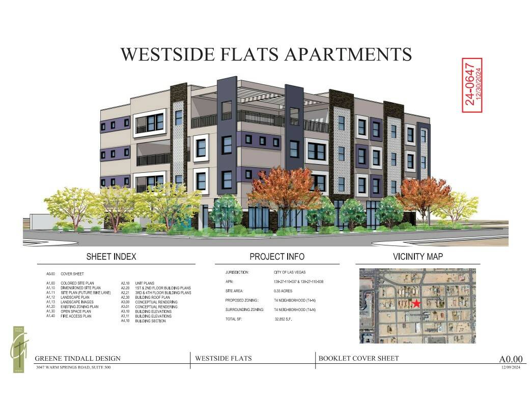 Blueprints for the proposed Westside Flats Apartments in the Historic Westside. The 51-foot, fo ...