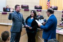 Jim Seebock is sworn in as Henderson city councilman at Henderson City Hall, on Tuesday, April ...