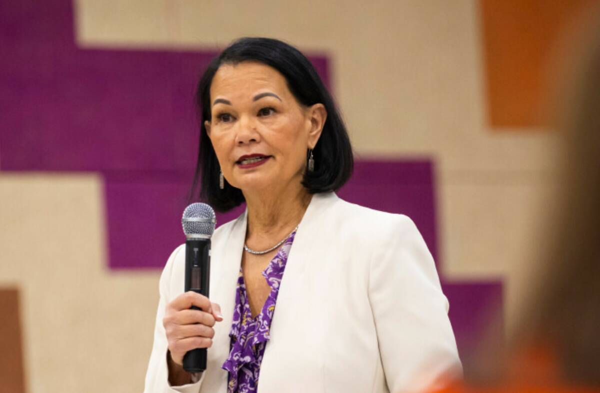 Nevada Superintendent of Public Instruction Jhone Ebert speaks during a community forum for the ...