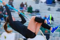 Desert Oasis pole vaulter Josslyn Randall competes during a high school track and field meet at ...