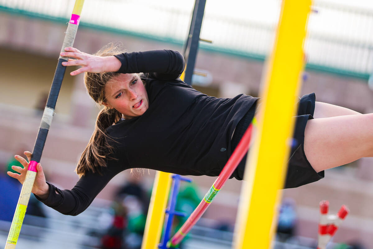 A pole vaulter competes during a high school track and field meet at Palo Verde High School Fri ...