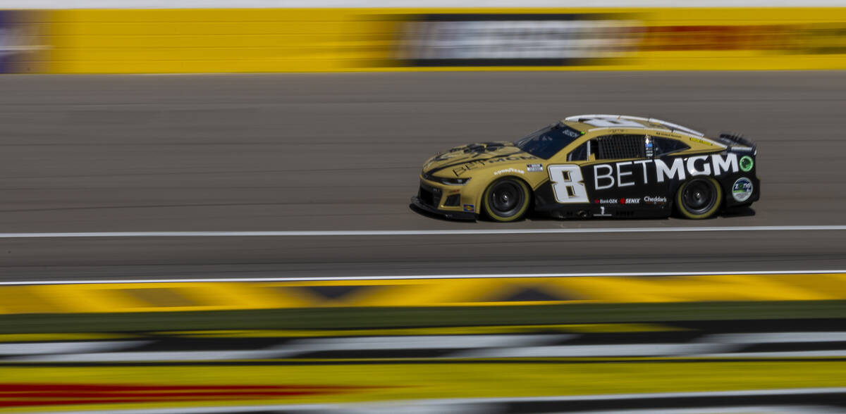 Kyle Busch (8) takes a lap during practice for The LiUNA NASCAR Xfinity Series race at Las Vega ...