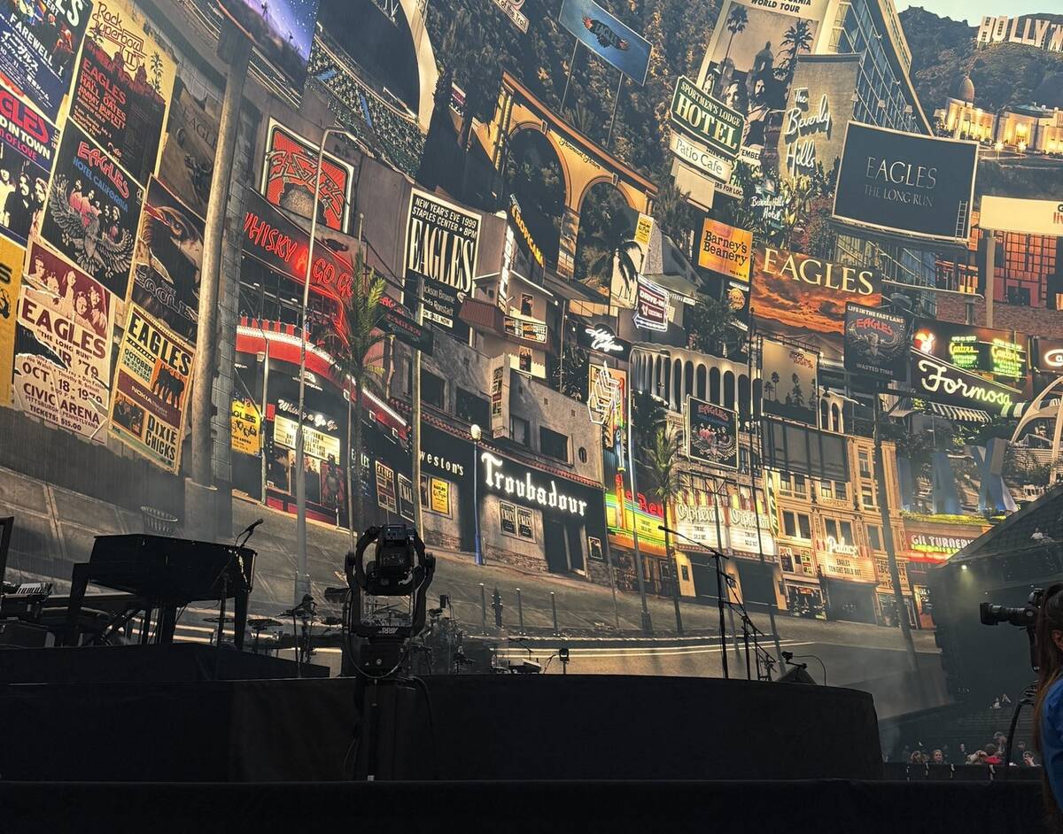 An ultra-high resolution Big Sky camera is shown at The Eagles' performance at Sphere on Saturd ...