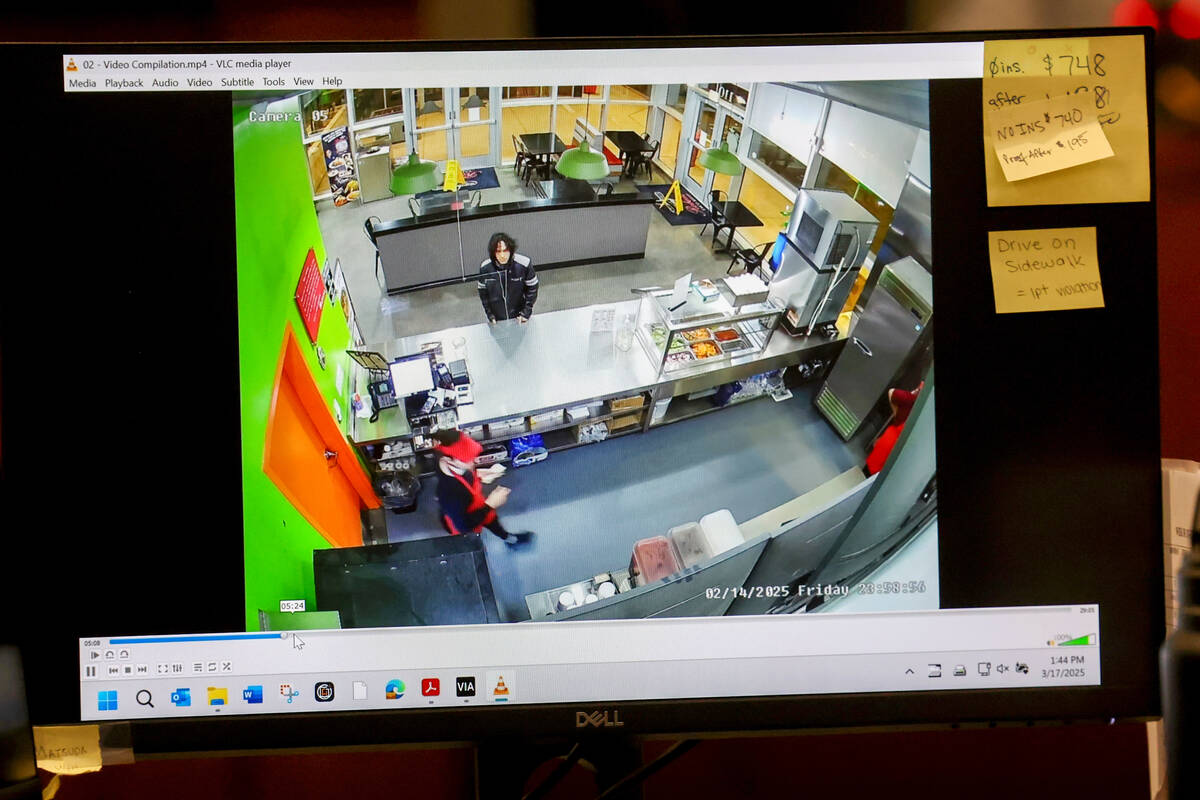 Surveillance video purporting to show Phillip Strong is shown during testimony from Las Vegas p ...