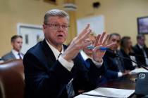Rep. Mark Amodei, R-Nev., speaks at the Capitol in Washington on Oct. 2, 2023. (AP Photo/J. Sco ...
