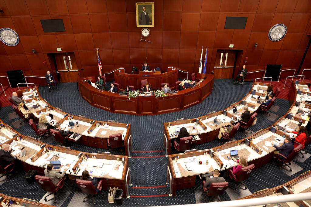 Speaker Steve Yeager, D-Las Vegas, leads an Assembly floor session in the Legislative Building ...