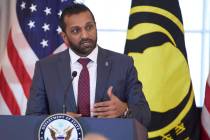 FBI Director Kash Patel speaks during a ceremony to raise the Hostage and Wrongful Detainee fla ...