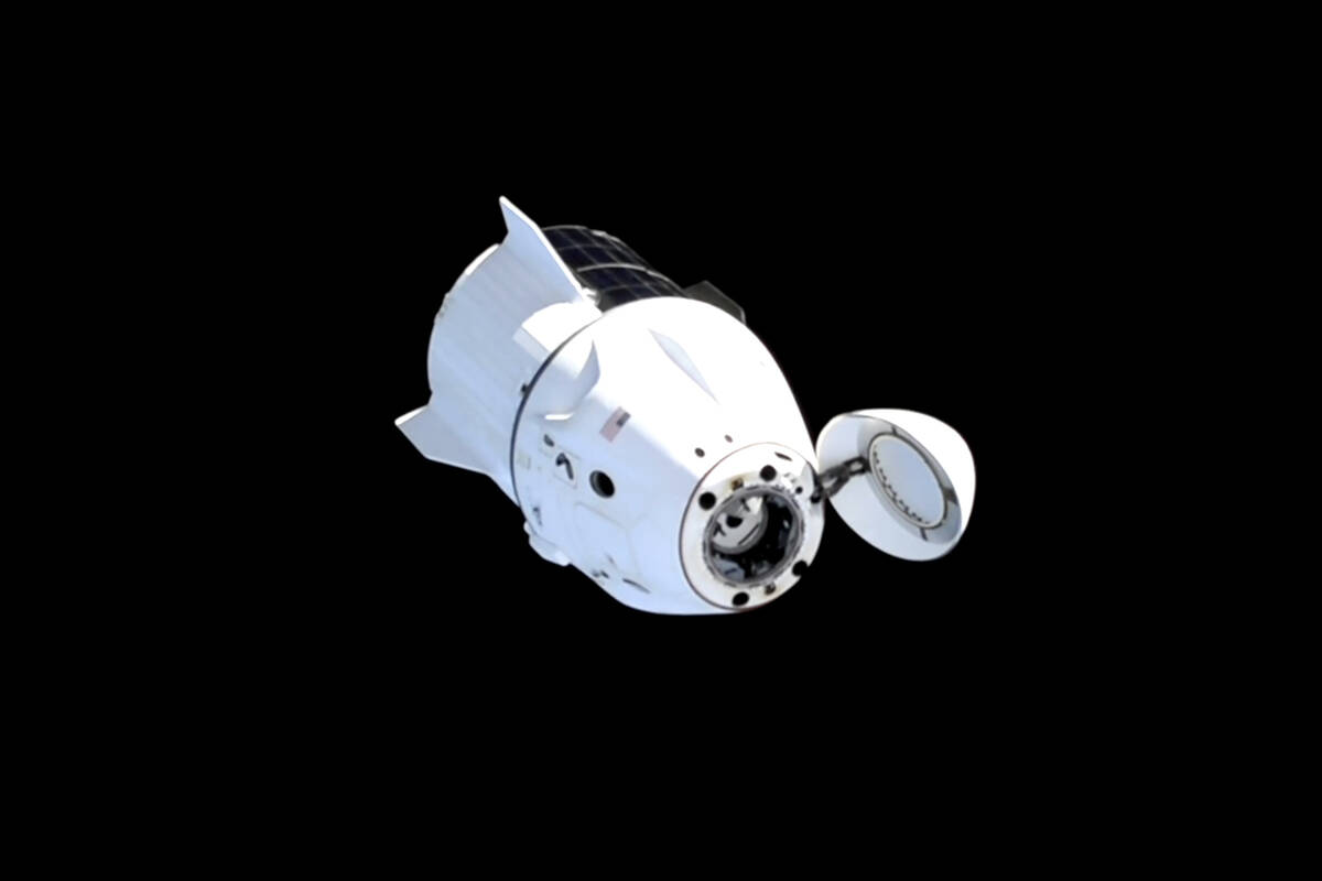 This image taken from NASA video shows the SpaceX capsule carrying NASA astronauts Suni William ...