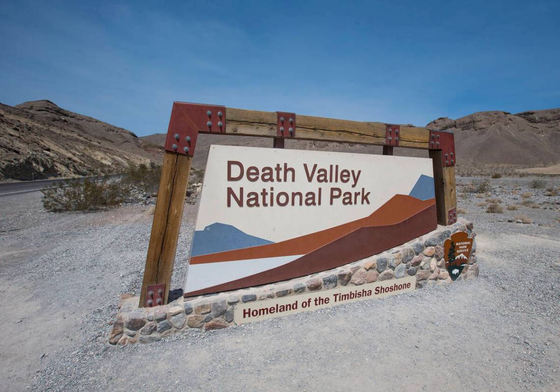 A sign marks the entrance to Death Valley National Park, Calif., on July 26, 2018. (Las Vegas R ...