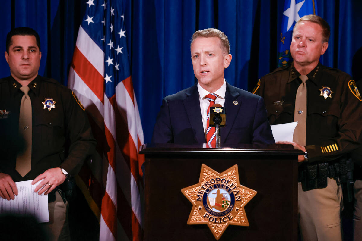 Spencer Evans, the special agent in charge at the FBI office in Las Vegas, speaks at a press co ...