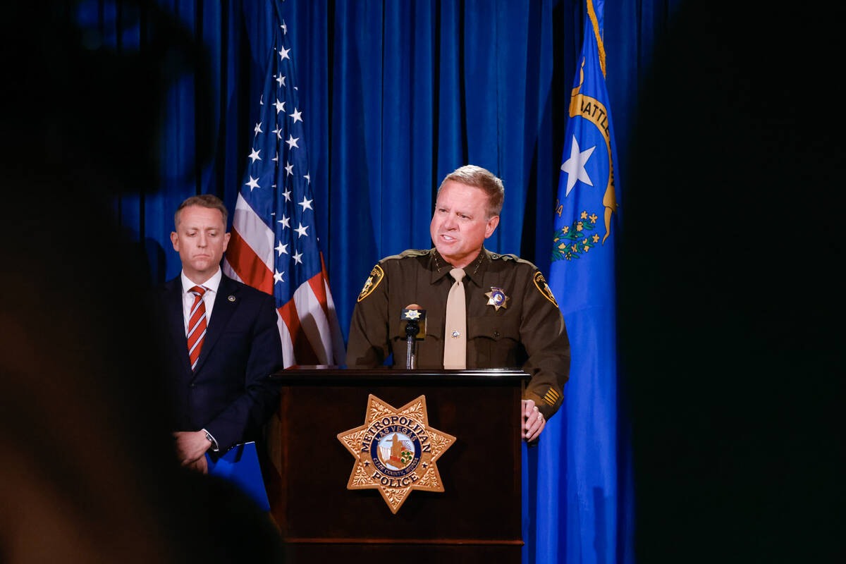 Sheriff Kevin McMahill speaks at a press conference on Thursday, March 27, 2025, at Metropolita ...