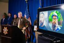 Sheriff Kevin McMahill speaks at a press conference on Thursday, March 27, 2025 at Metro Police ...