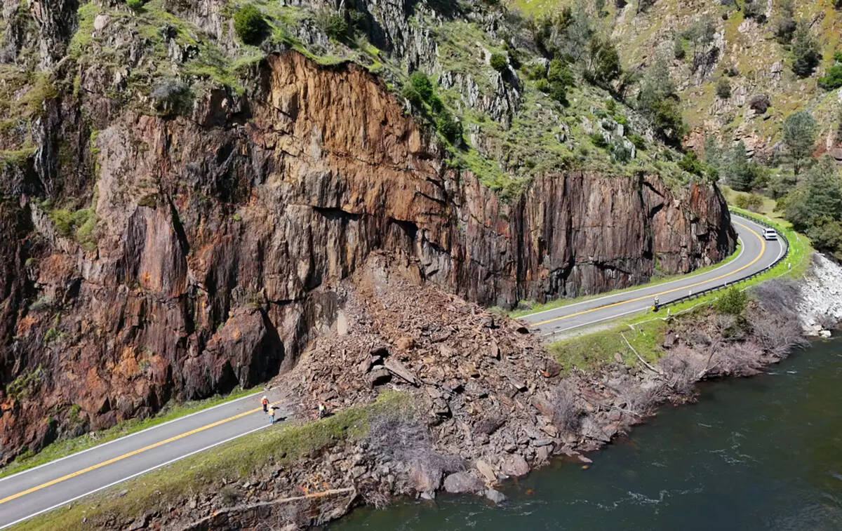 A rockslide has closed a portion of Route 140 between the communities of Briceburg and El Porta ...