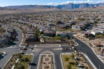 An aerial view of homes at Sarasota, a community planned in The Paseos of Summerlin, on Thursda ...