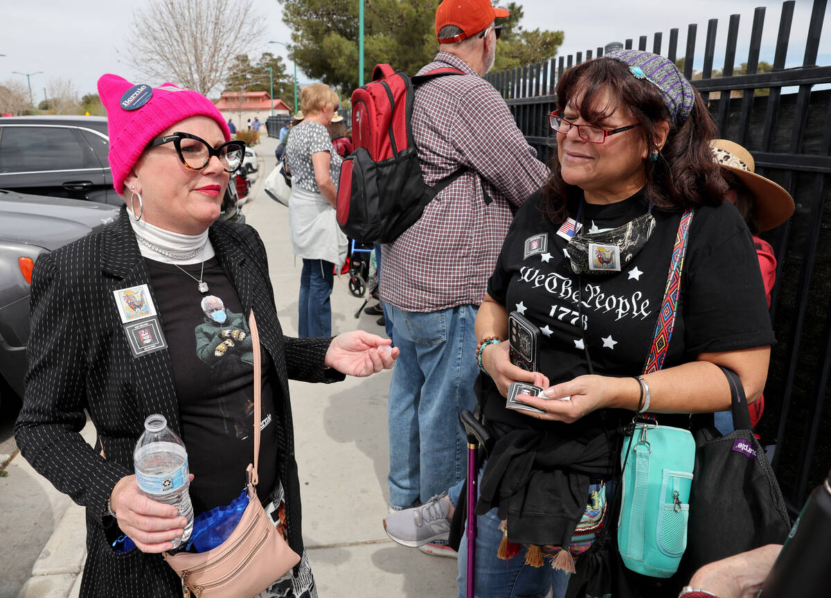 Susy Marsian, left, and Antoinette Cooper, both of Las Vegas, talk to the Review-Journal before ...