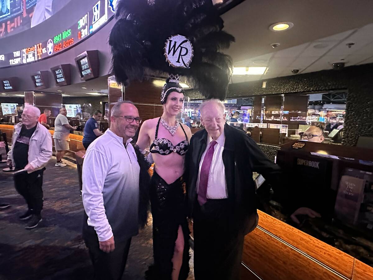 Ex-Westgate SuperBook Vice President Jay Kornegay, showgirl Brit Dunn and Former Las Vegas Mayo ...