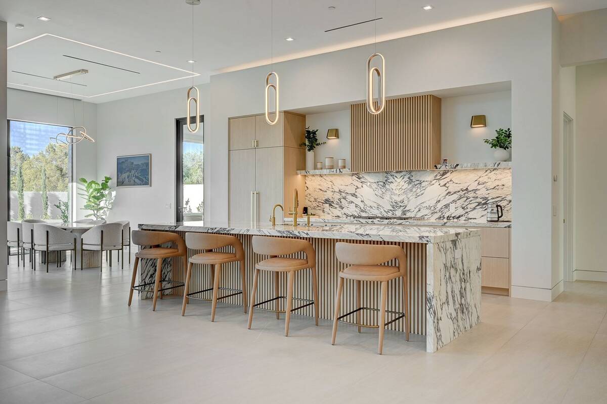 The kitchen area of 10 Cottonwood Court, located in the Augusta Canyon neighborhood in Southern ...