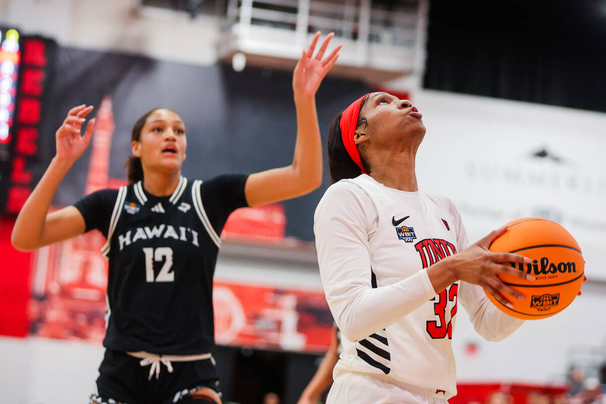 Lady Rebels forward Meadow Roland (32) eyes the basket during a Women's Basketball Invitation T ...