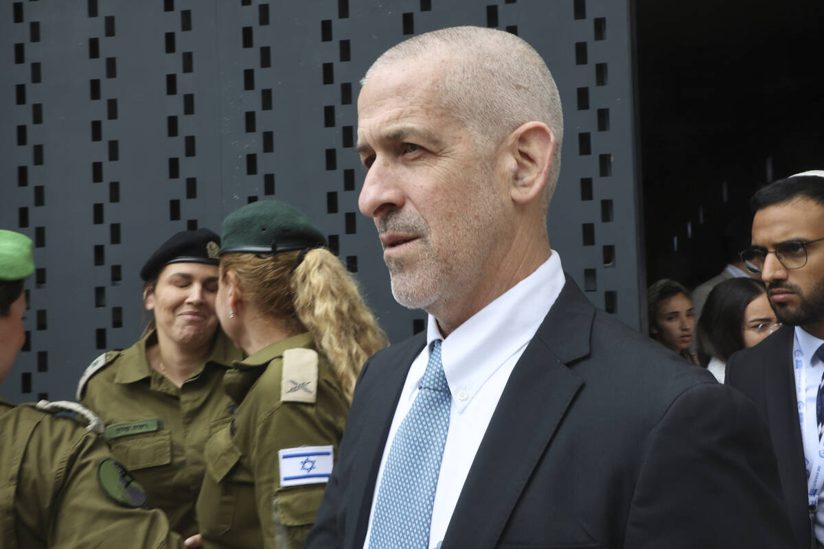 FILE - Ronen Bar, chief of Israel's domestic Shin Bet security agency, attends a ceremony marki ...