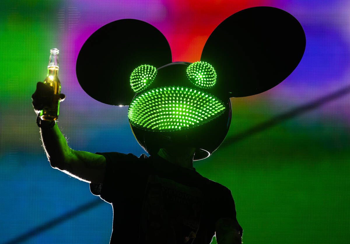 Deadmau5 performs for a crowd of over 10,000 people at a show hosted by Insomniac at The Downto ...