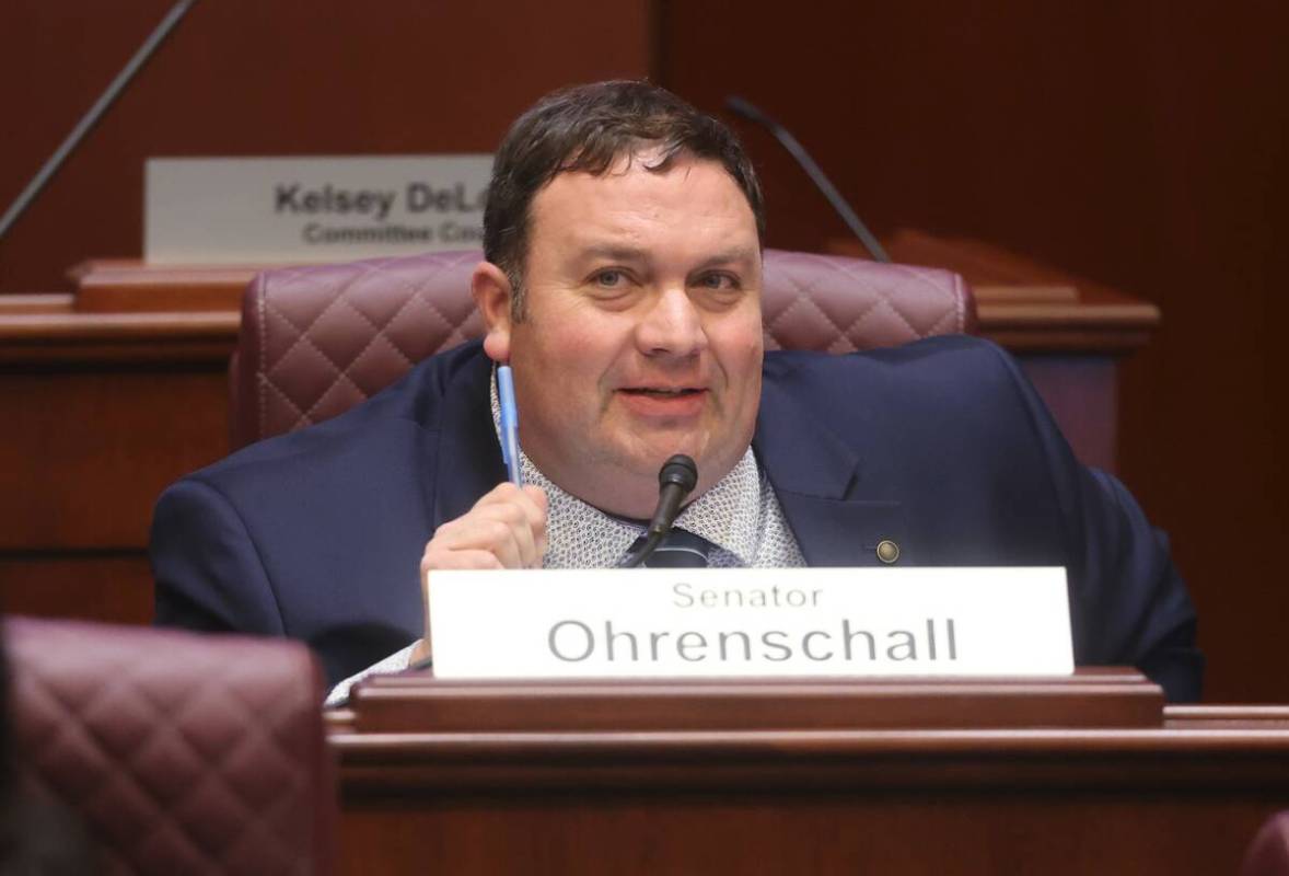Sen. James Ohrenschall, D-Las Vegas, leads a joint meeting of the Senate Committee on Legislati ...