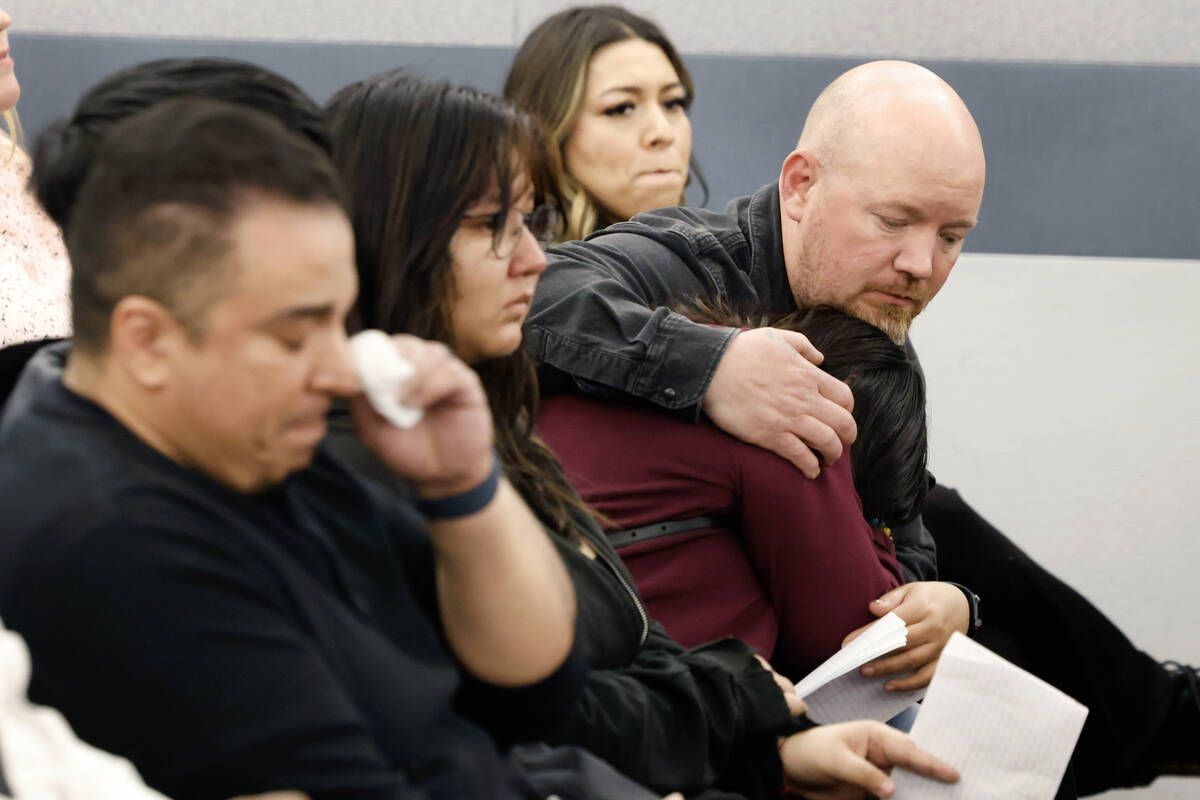 Stephanie Rivers, center, the mother of DUI crash victim Marilyn Amilia Rodriguez, is comforted ...