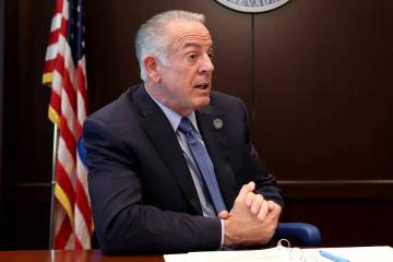 Gov. Joe Lombardo talks to the Review-Journal at his Las Vegas office Monday, March 24, 2025. ( ...