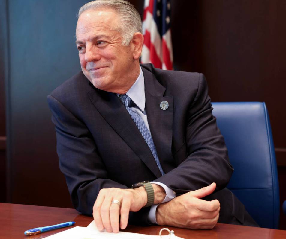 Gov. Joe Lombardo talks to the Review-Journal at his Las Vegas office Monday, March 24, 2025. ( ...