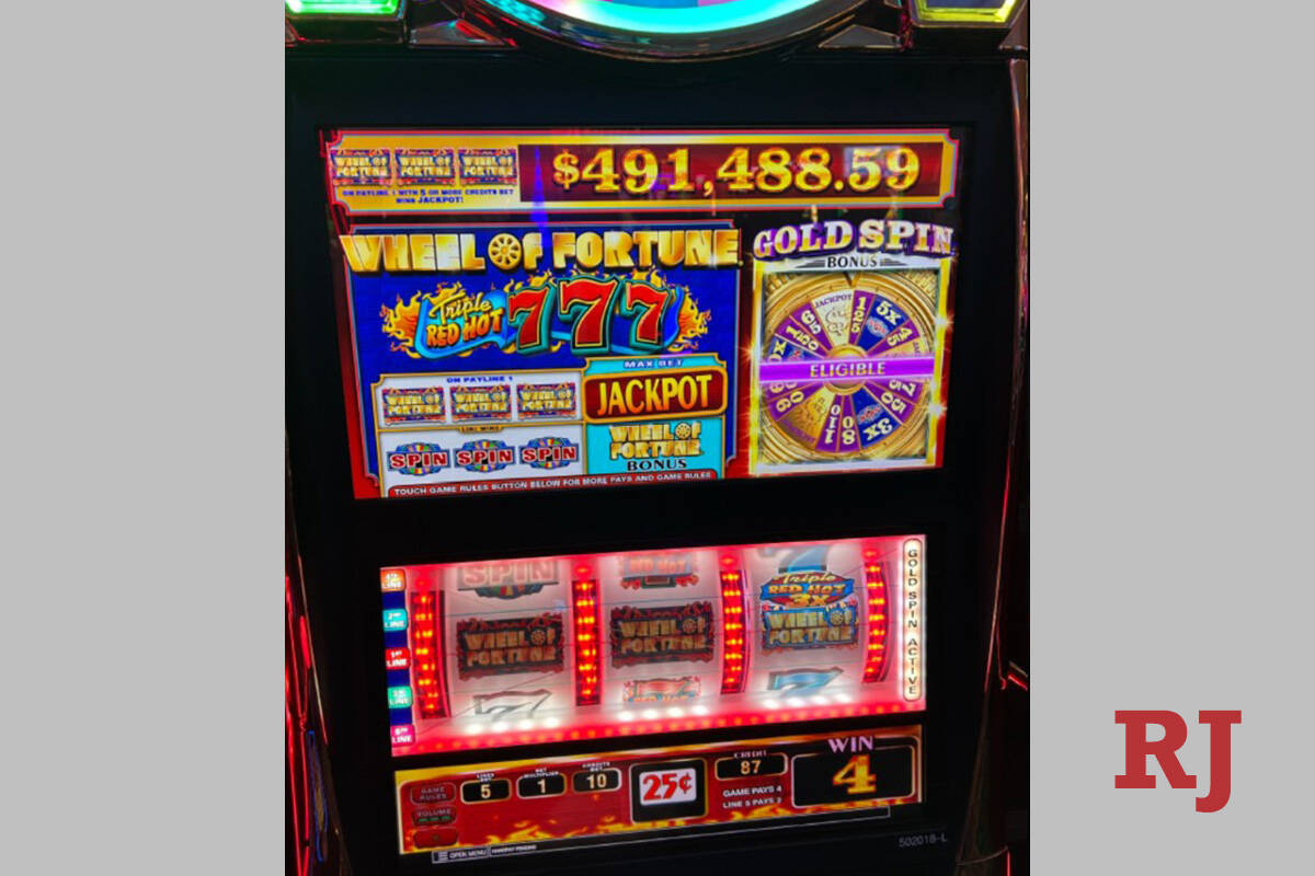 A slots player won a $491,488.59 jackpot playing Wheel of Fortune Gold Spin Triple Red Hot 7s S ...