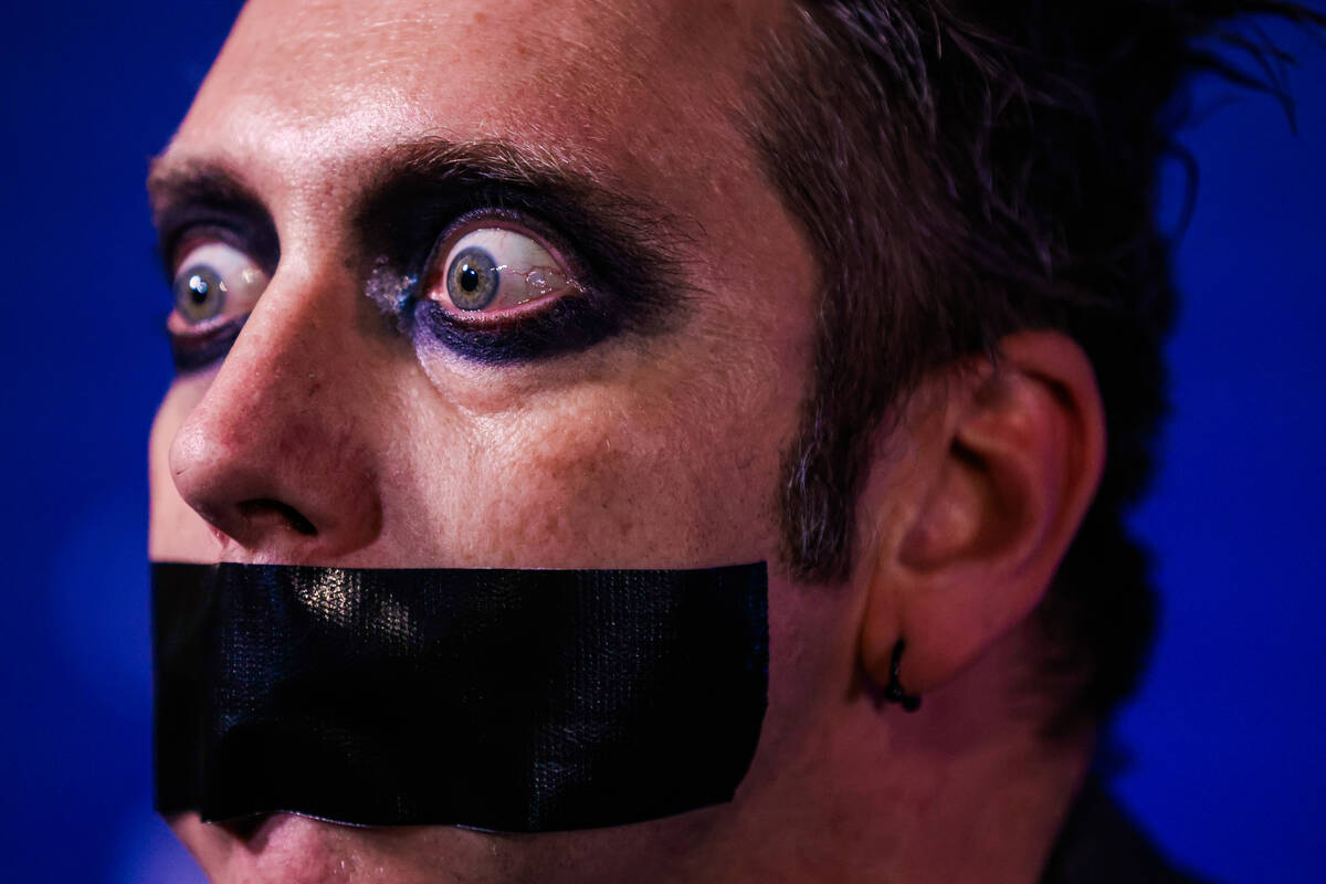 Tape Face poses on the blue carpet at the One Night for One Drop event hosted by the One Drop F ...