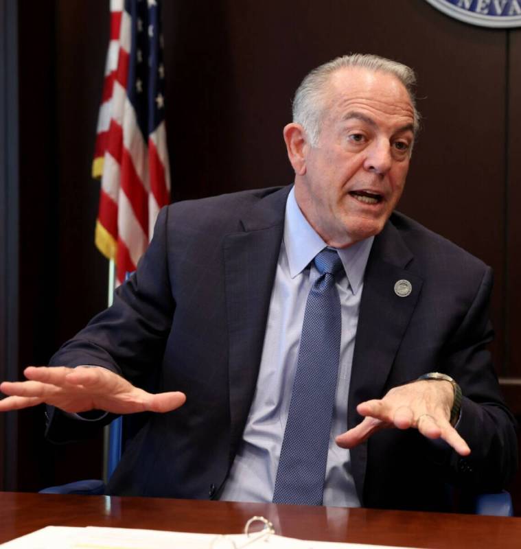 Gov. Joe Lombardo talks to the Review-Journal at his Las Vegas office Monday, March 24, 2025. ( ...