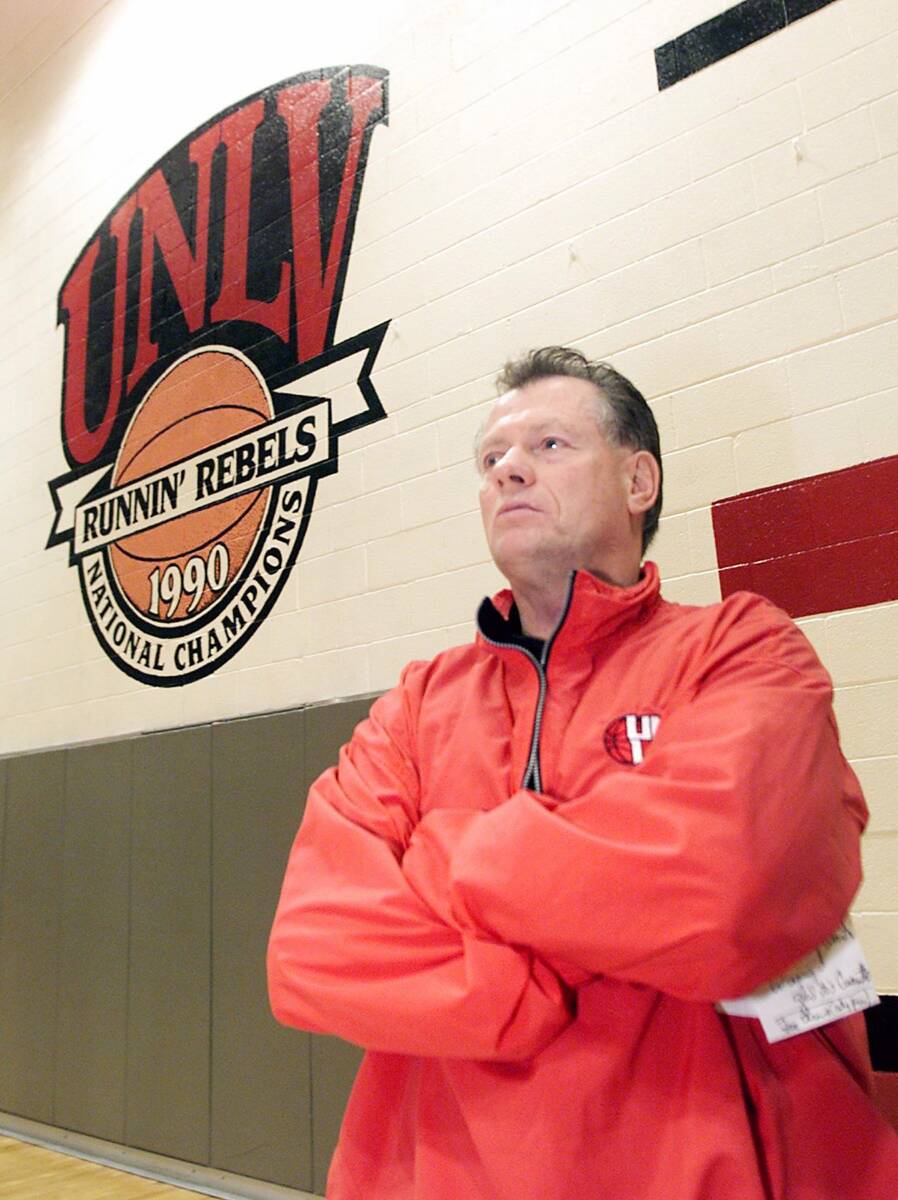 UNLV Head Coach Max Good watches practice Tuesday, Dec. 12, 2000. Good was named as head coach ...