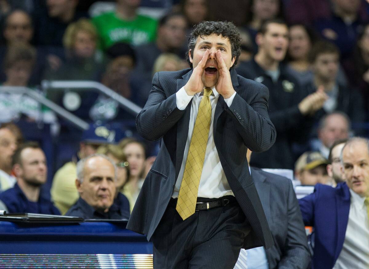 Georgia Tech head coach Josh Pastner yells to his players during the second half of an NCAA col ...