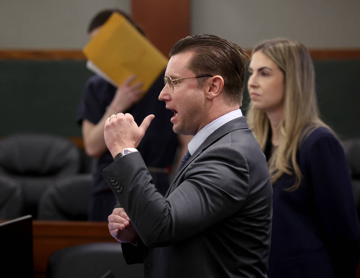 Chief Deputy District Attorney William Rowles speaks during sentencing for Richard Babb at the ...