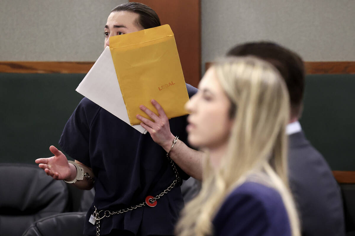 Richard Babb, who was convicted of sex trafficking multiple children, speaks in court while hid ...