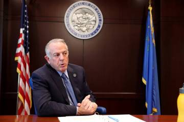Gov. Joe Lombardo talks to the Review-Journal at his Las Vegas office Monday, March 24, 2025. ( ...