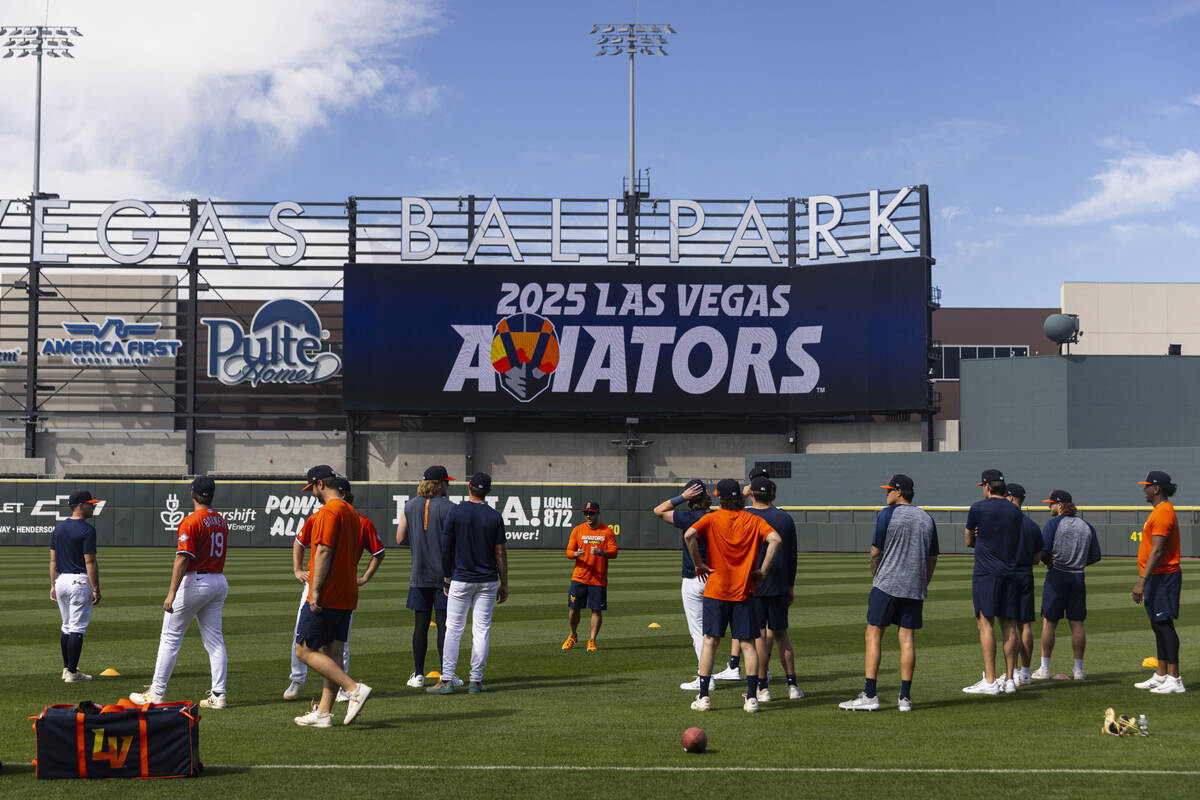 Las Vegas Aviators players work out during media day at Las Vegas Ballpark in Downtown Summerli ...