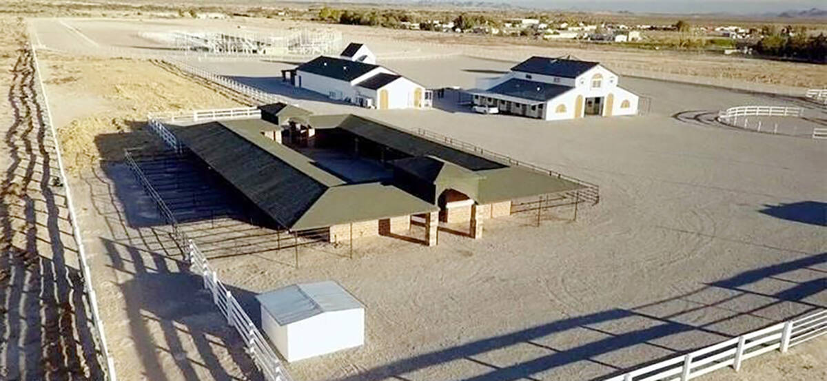A 30-acre horse ranch property in Pahrump has 30 acre feet of water rights, features a horse tr ...