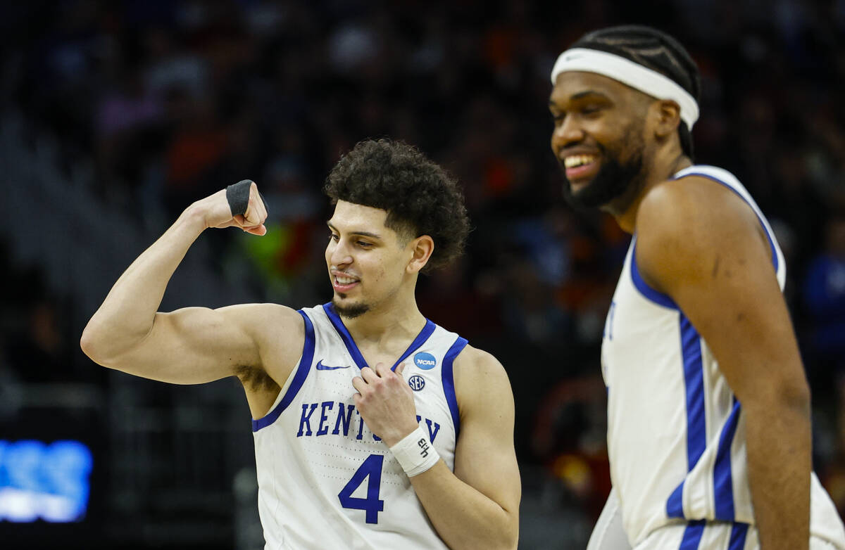Kentucky guard Koby Brea (4) reacts against Illinois in the second half in the second round of ...