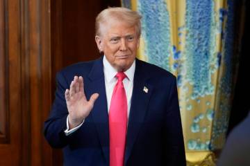 President Donald Trump arrives at the annual St. Patrick's Day luncheon at the Capitol in Washi ...