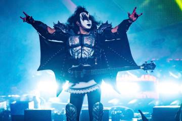 Gene Simmons of KISS performs at the Riverbend Music Center on Thursday, August 29, 2019, in Ci ...