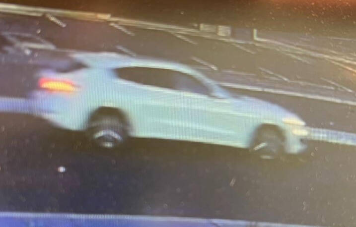 Police are seeking a newer model white Maserati Levante with front end damage in connection wit ...