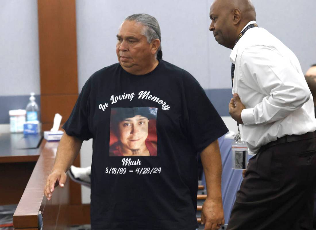 Ernest Pingleton, the father of a hit-and-run accident victim Darrel Redhawk Pingleton, wearing ...