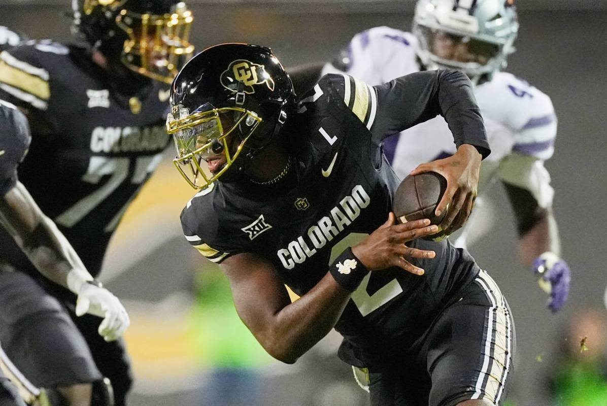 Colorado quarterback Shedeur Sanders (2) in the second half of an NCAA college football game Sa ...