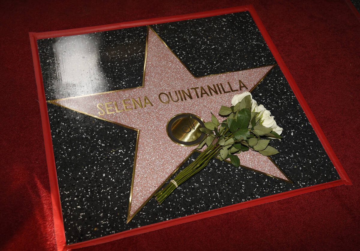 FILE - A star on the Hollywood Walk of Fame for the late singer Selena Quintanilla is pictured ...