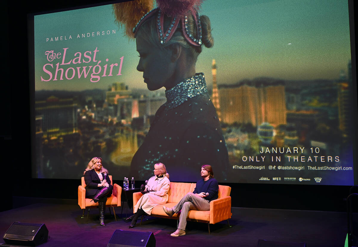 Rachel Smith, Pamela Anderson and producer Robert Schwartzman speak during a Q&A for the film " ...