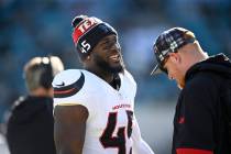 Houston Texans linebacker Devin White (45) looks on from the sideline during the second half of ...
